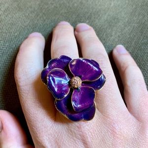 Kenneth Jay Lane Enamel Flower Statement Ring